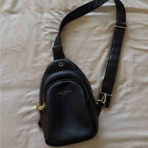 Elegant Black Leather Belt Bag